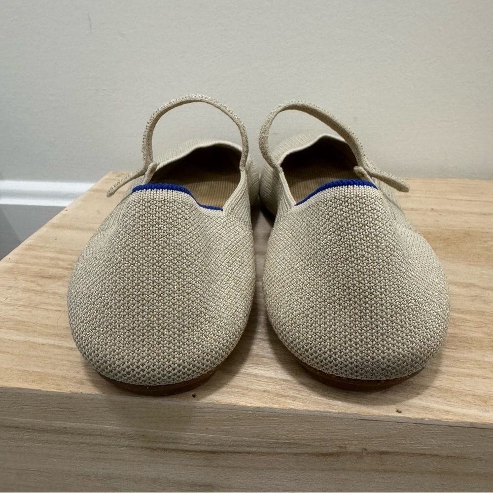 Rothy's The Square Mary Jane Beige Gardenia‎ Shimmer Flats 7.5 - Picture 5 of 6